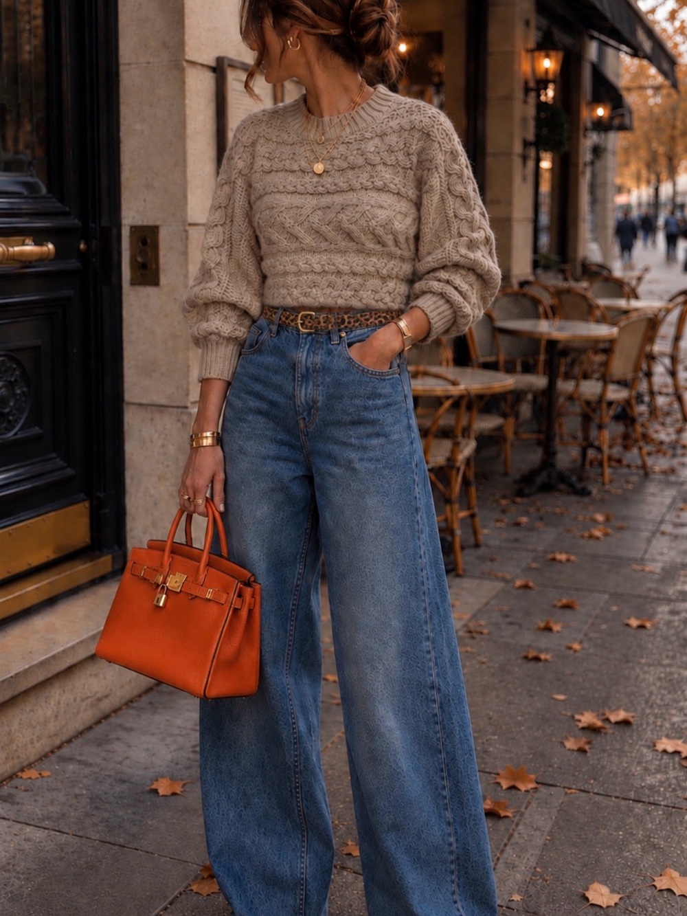 Forever 21 Taupe Cable Knit Textured Sweater Cozy Chunky Knit Pullover